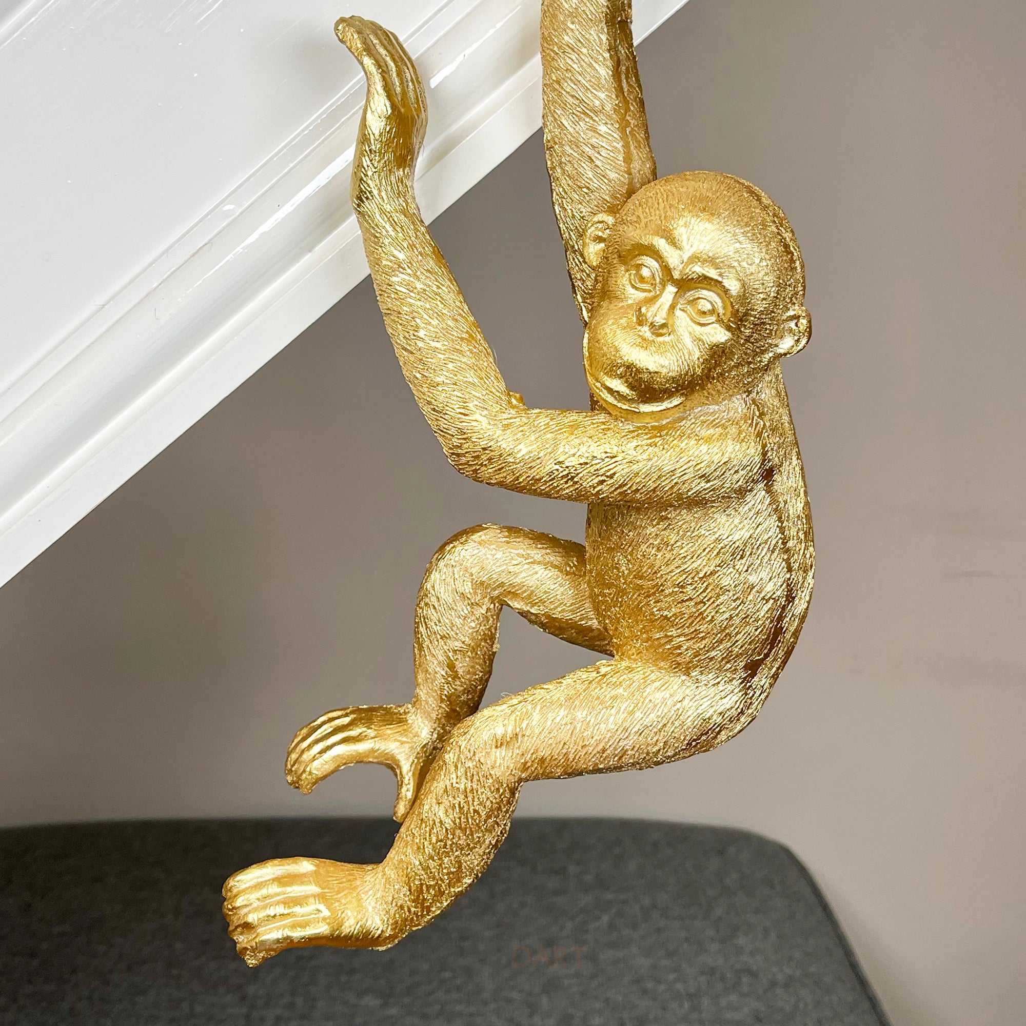 Set Of 3 Gold Hanging Monkey Ornaments