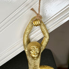 Set Of 3 Gold Hanging Monkey Ornaments