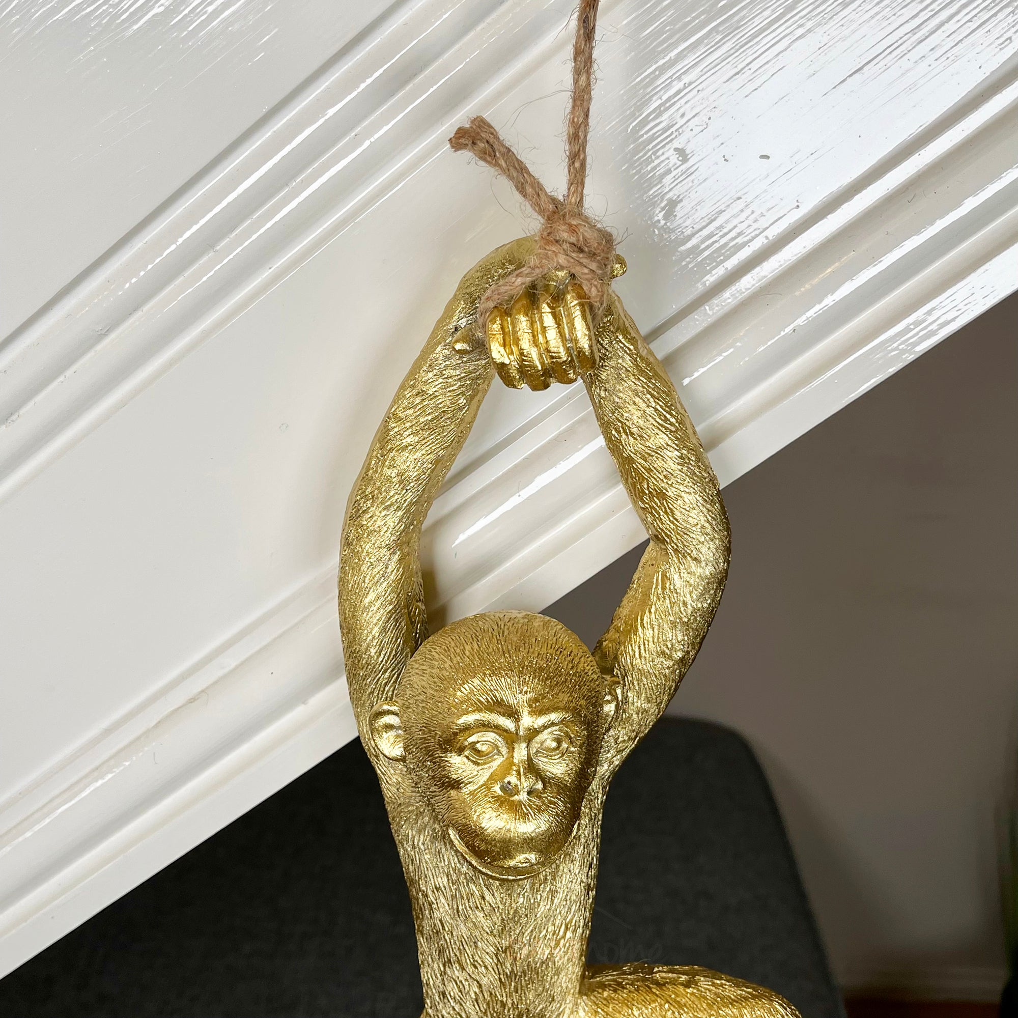 Set Of 3 Gold Hanging Monkey Ornaments