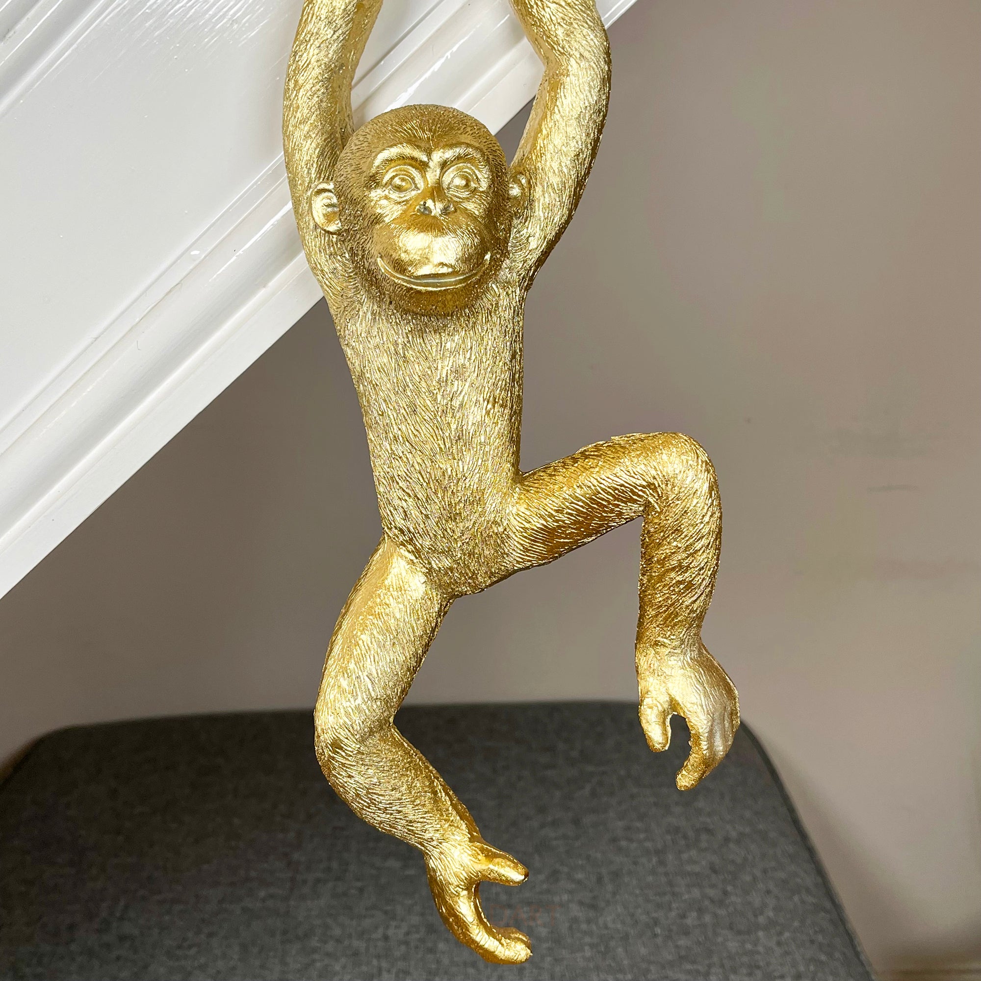 Set Of 3 Gold Hanging Monkey Ornaments