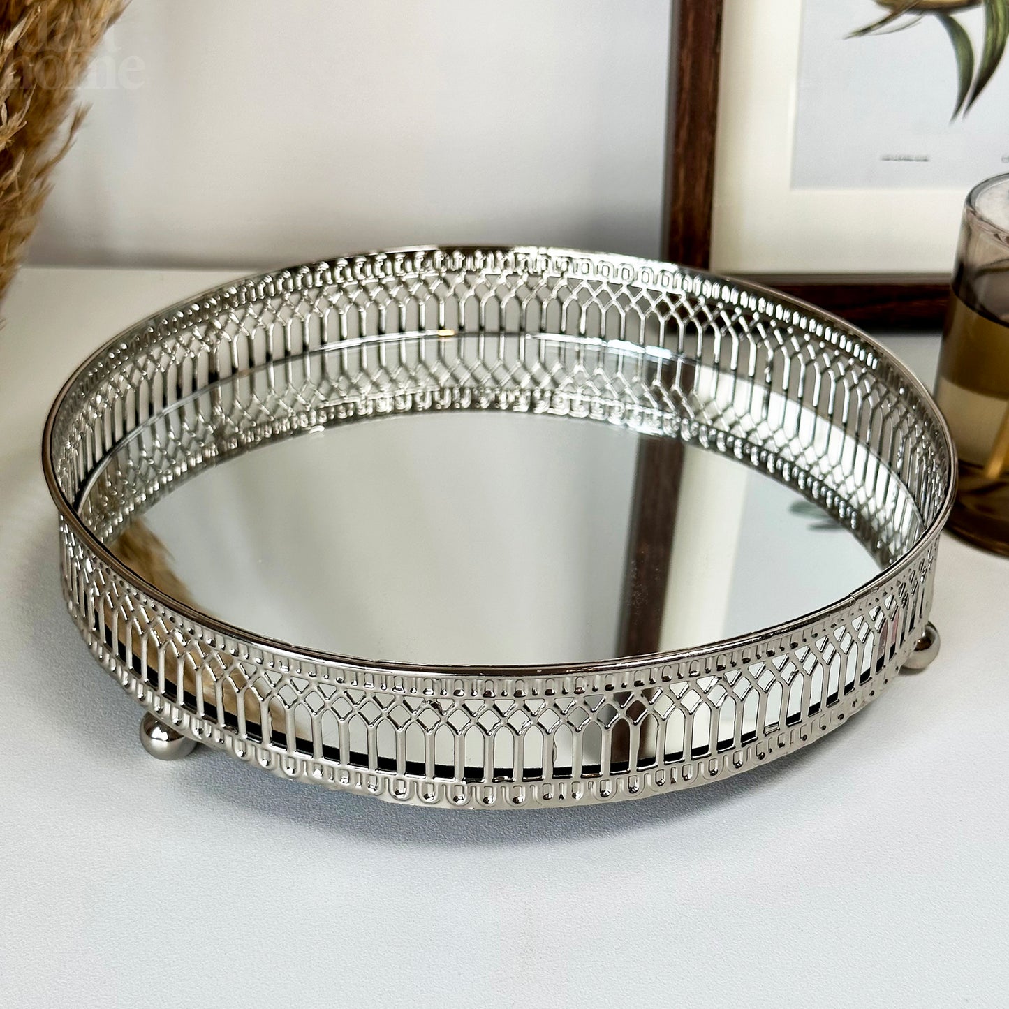 Silver Mirror Candle Plate