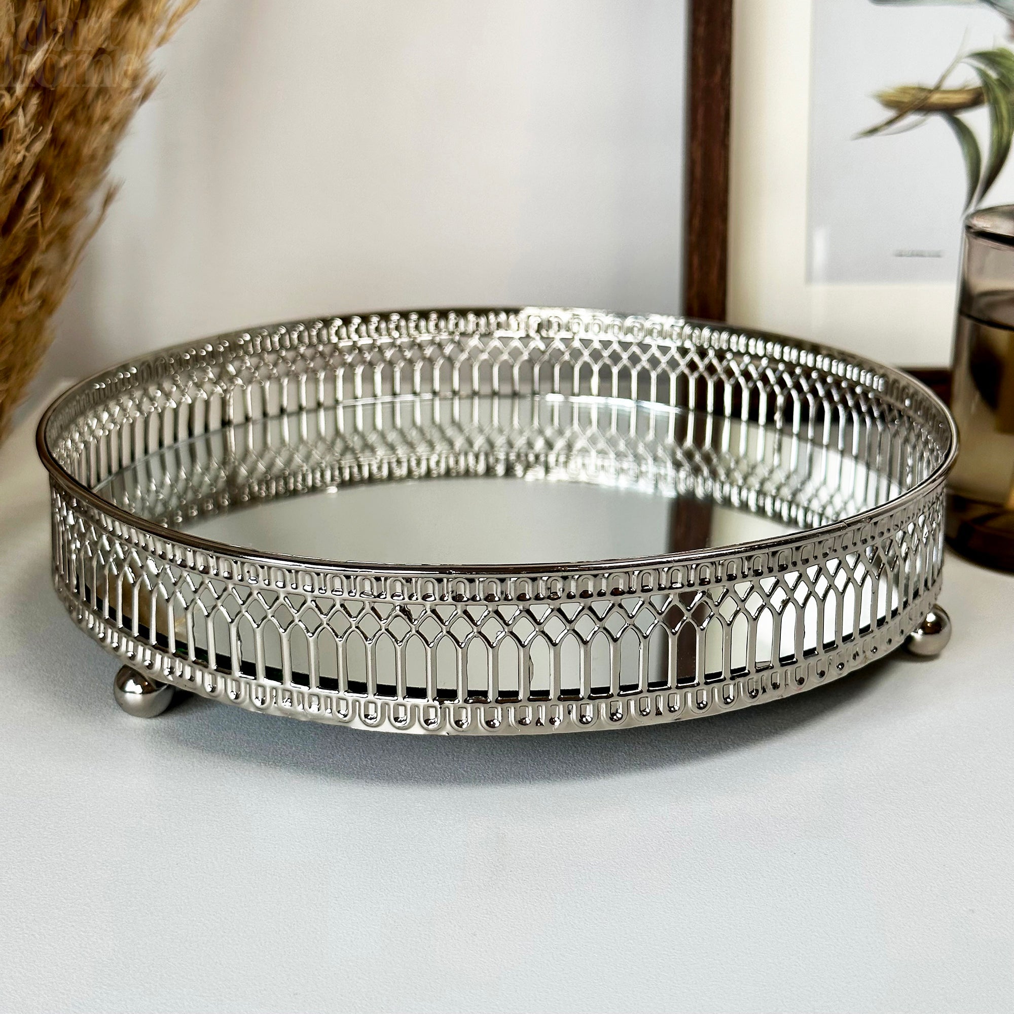 Silver Mirror Candle Plate