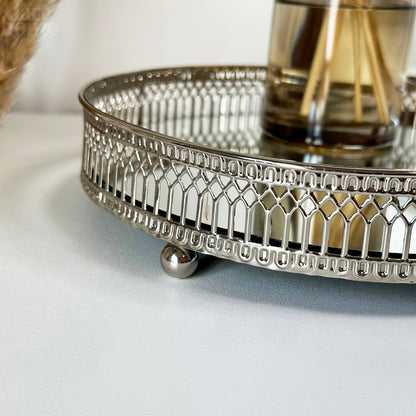 Silver Mirror Candle Plate