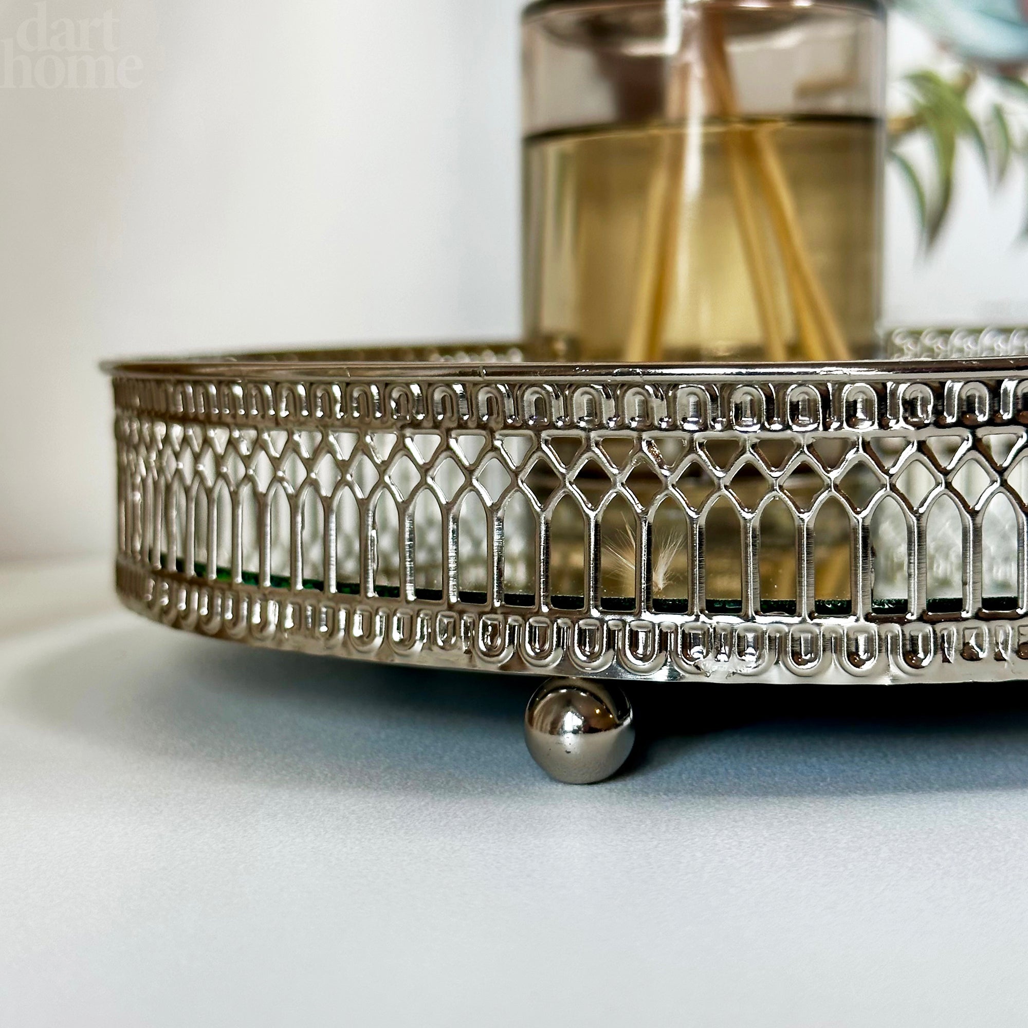 Silver Mirror Candle Plate