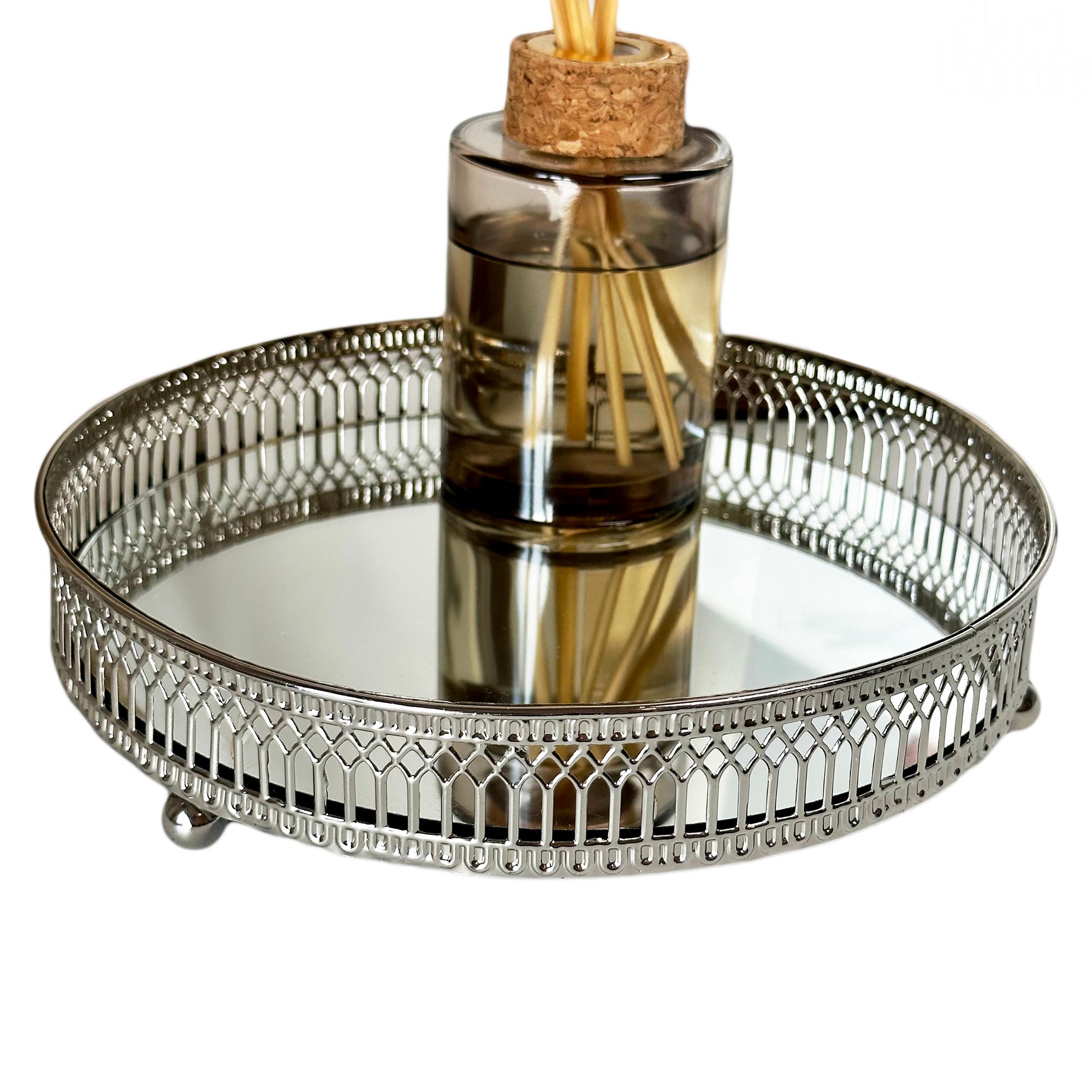 Silver Mirror Candle Plate