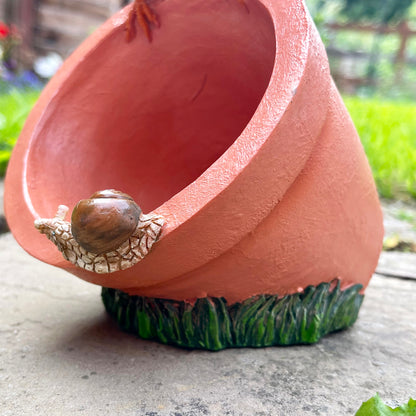 Robin On Plant Pot Bird Feeder