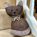 Brown Cat Doorstop With Bow Tie