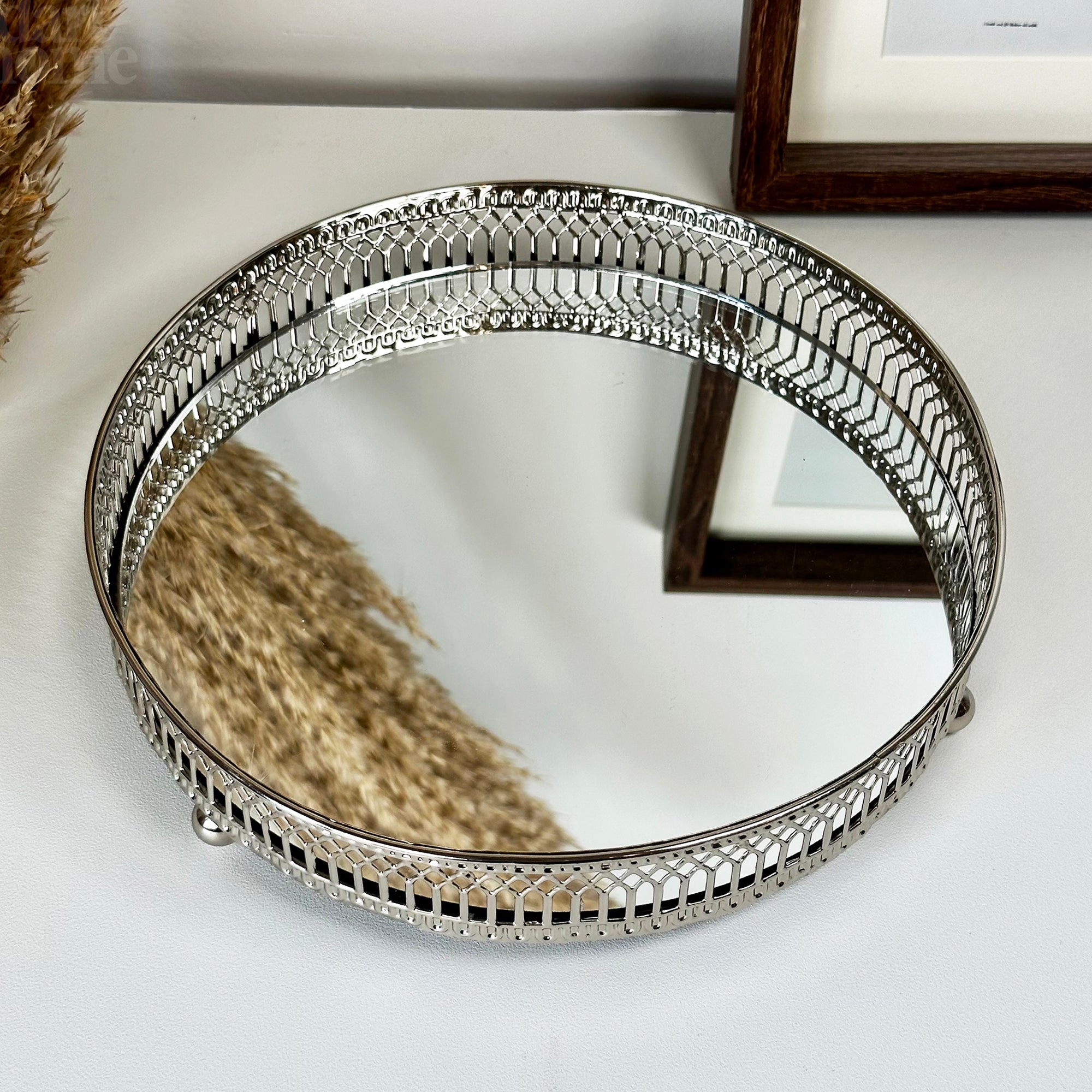 Silver Mirror Candle Plate