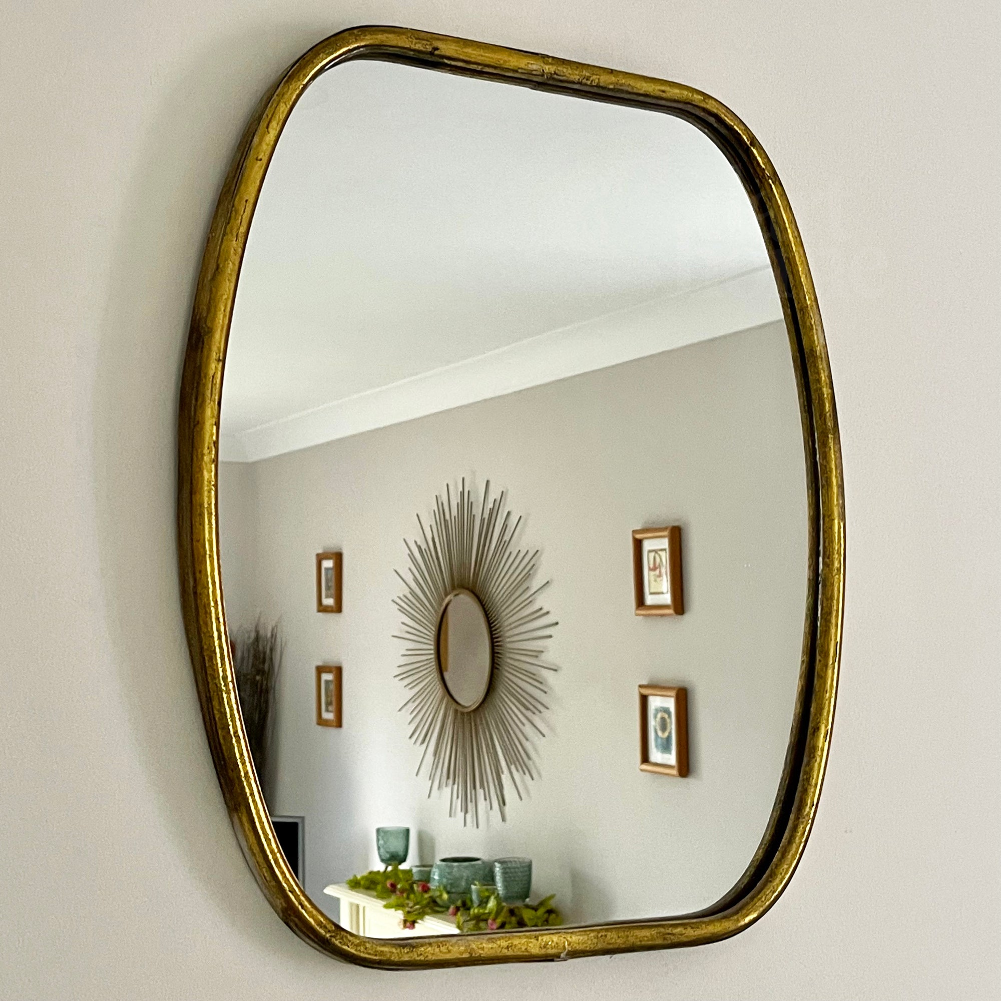 Industrial Gold Barrel Wall Mirror Large
