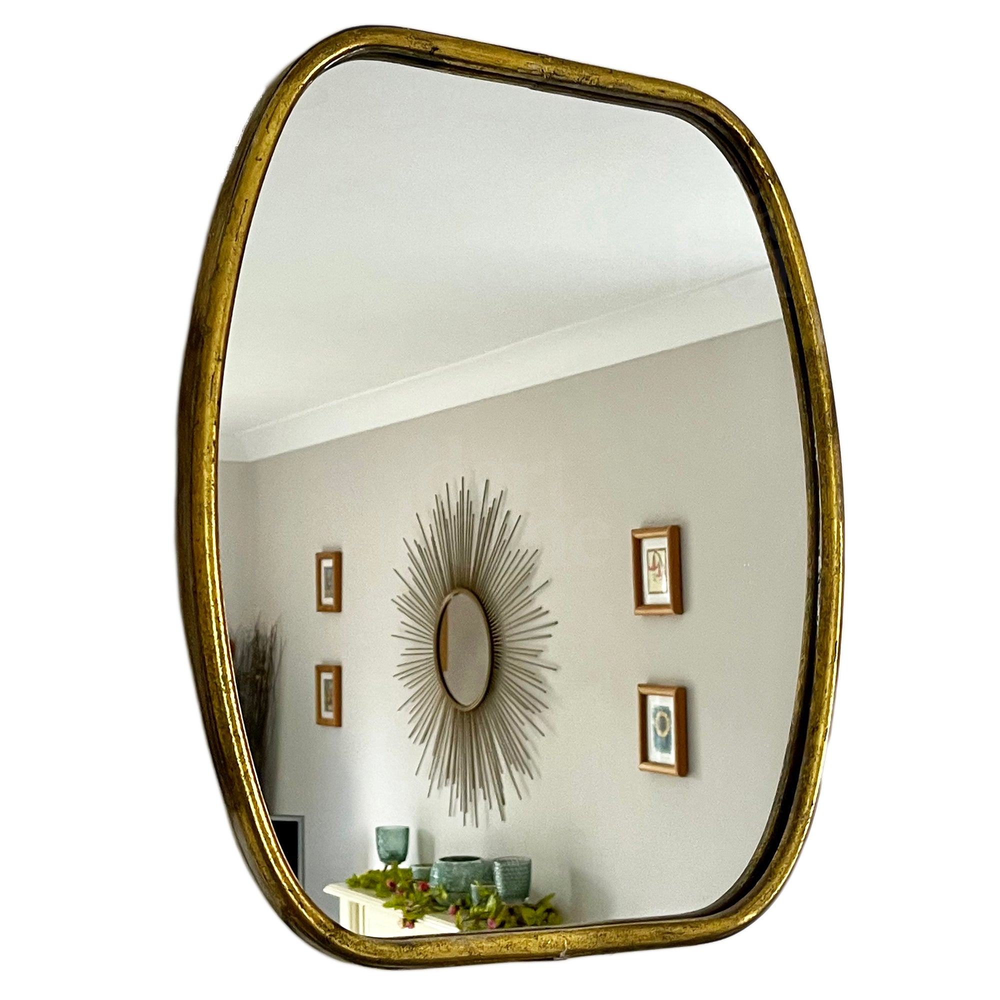 Industrial Gold Barrel Wall Mirror Large