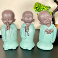 Set Of 3 Resin Praying Monks Ornaments