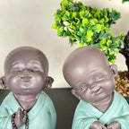 Set Of 3 Resin Praying Monks Ornaments