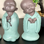 Set Of 3 Resin Praying Monks Ornaments