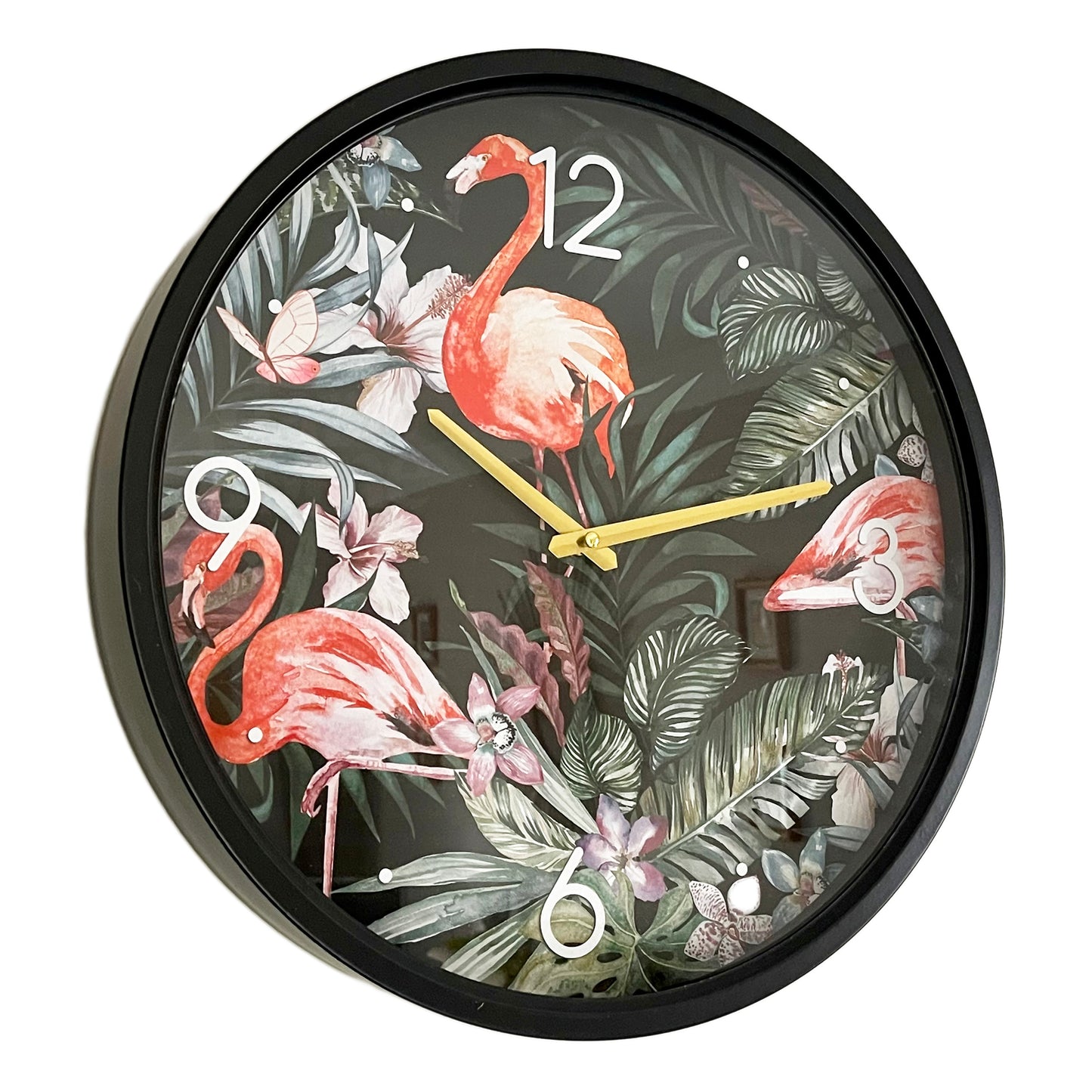 Round Tropical Flamingo Wall Clock