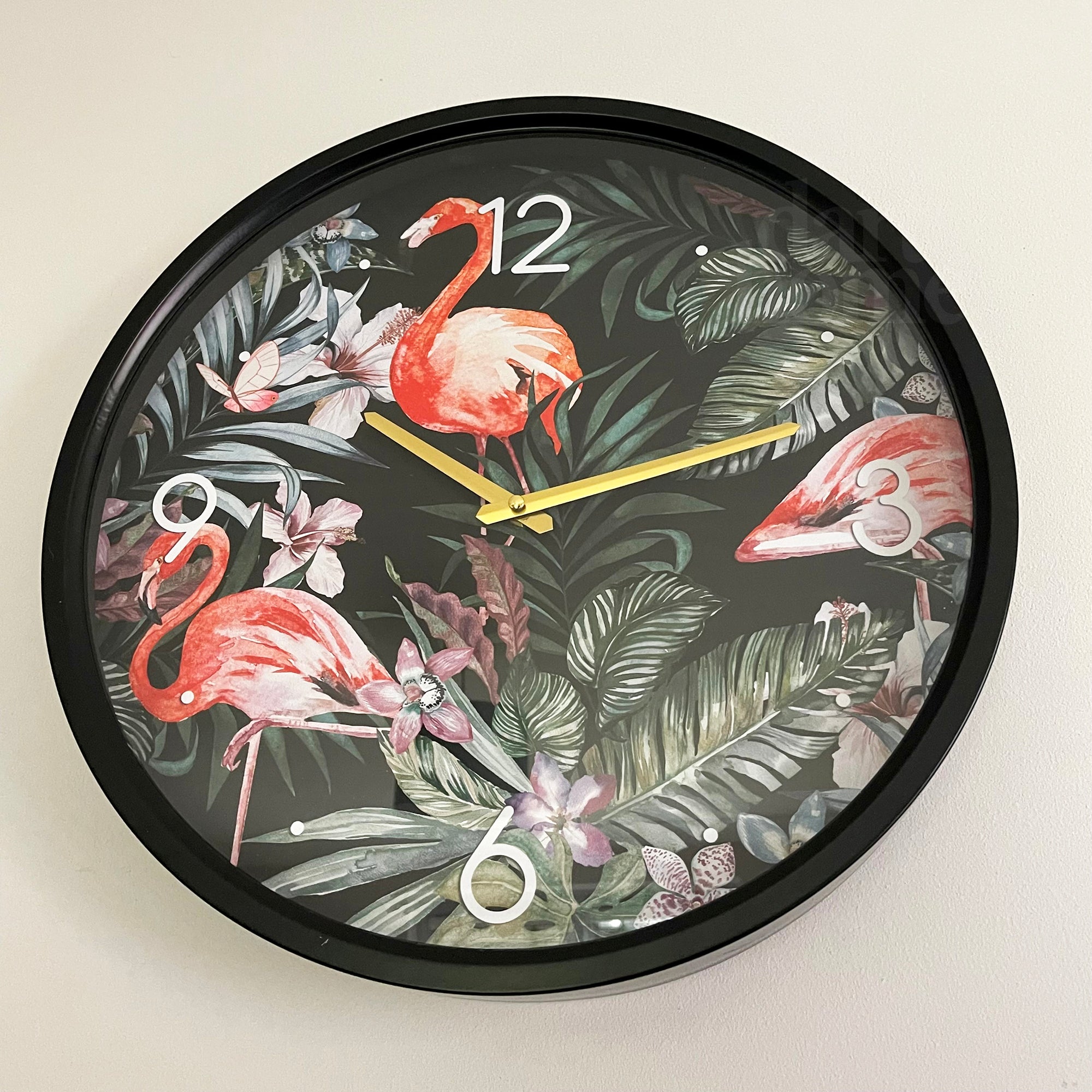 Round Tropical Flamingo Wall Clock
