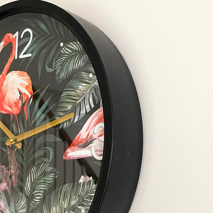 Round Tropical Flamingo Wall Clock