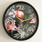 Runde tropische Flamingo-Wanduhr