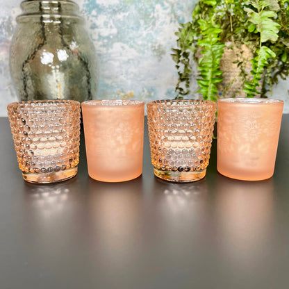 Set Of 4 Peach Blossom Tea Lights & Votives