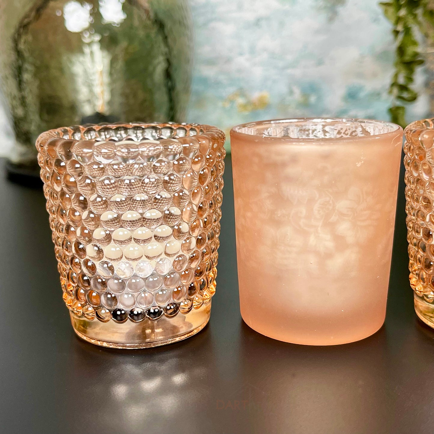 Set Of 4 Peach Blossom Tea Lights & Votives