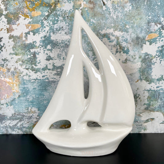 Ceramic White Boat Ornament