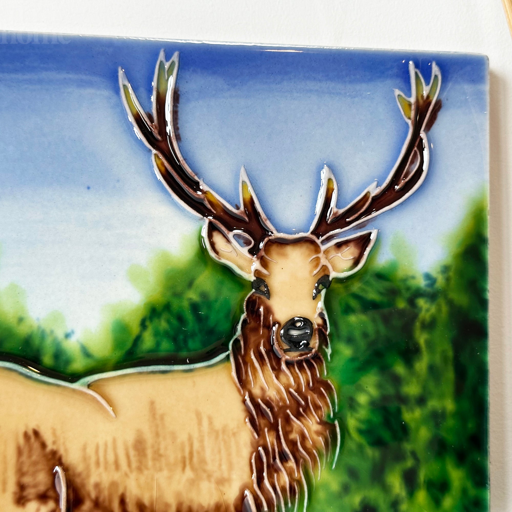 Highland Stag Ceramic Tile Wall Art 8x8"