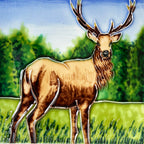 Highland Stag Ceramic Tile Wall Art 8x8"