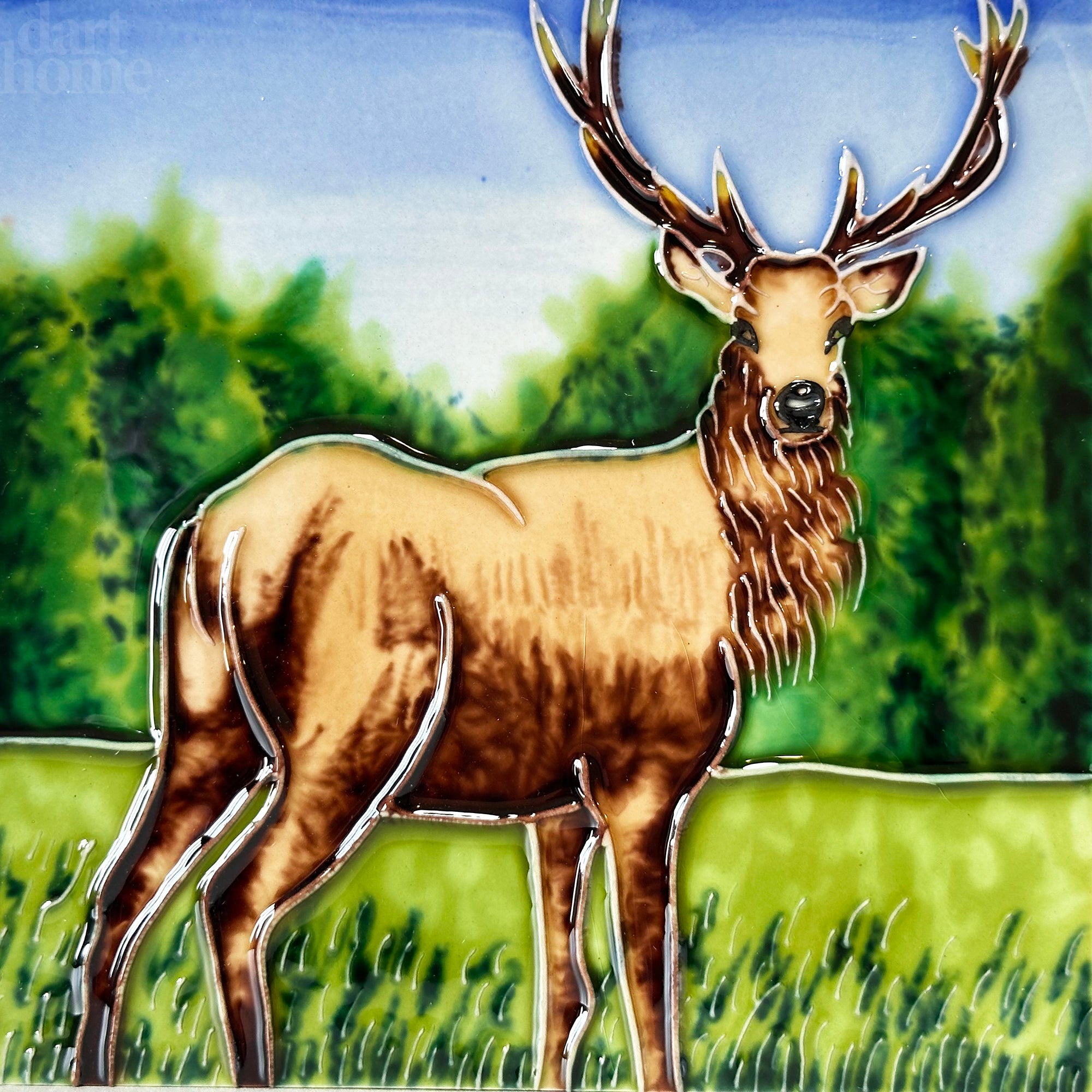Highland Stag Ceramic Tile Wall Art 8x8"