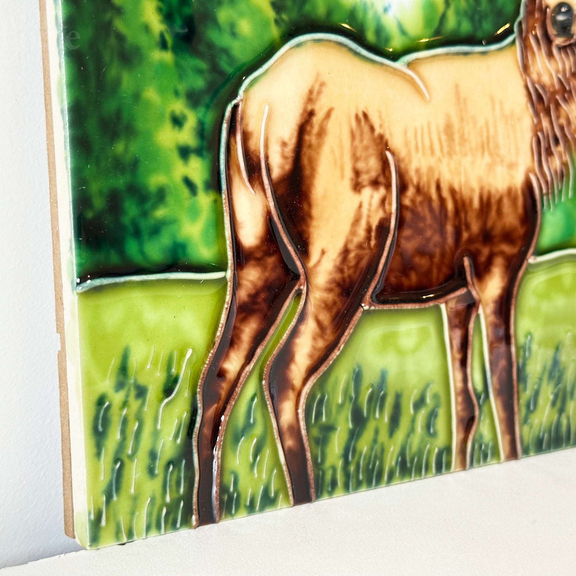 Highland Stag Ceramic Tile Wall Art 8x8"