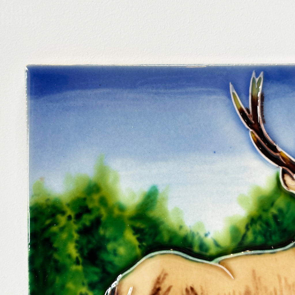 Highland Stag Ceramic Tile Wall Art 8x8"