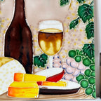 Cheese And Wine Ceramic Tile Wall Art 8x8"