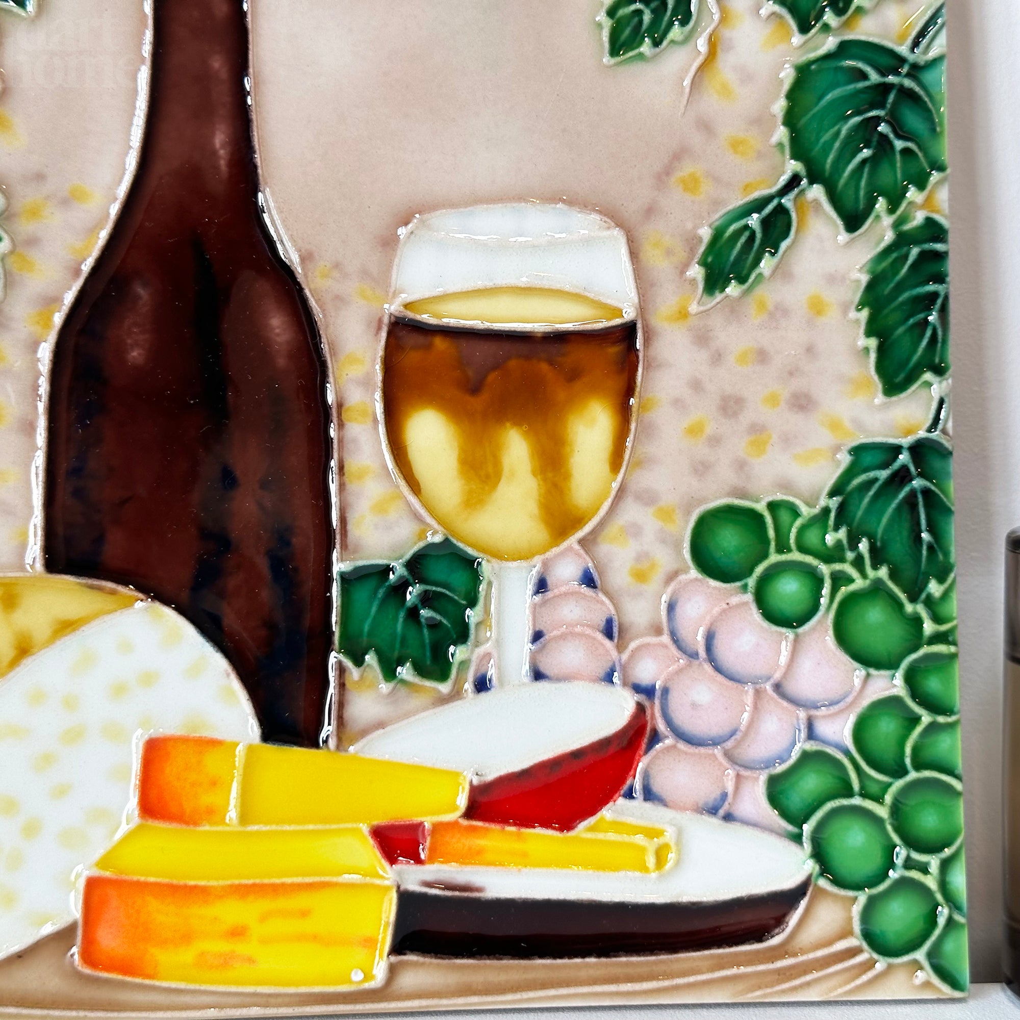 Cheese And Wine Ceramic Tile Wall Art 8x8"