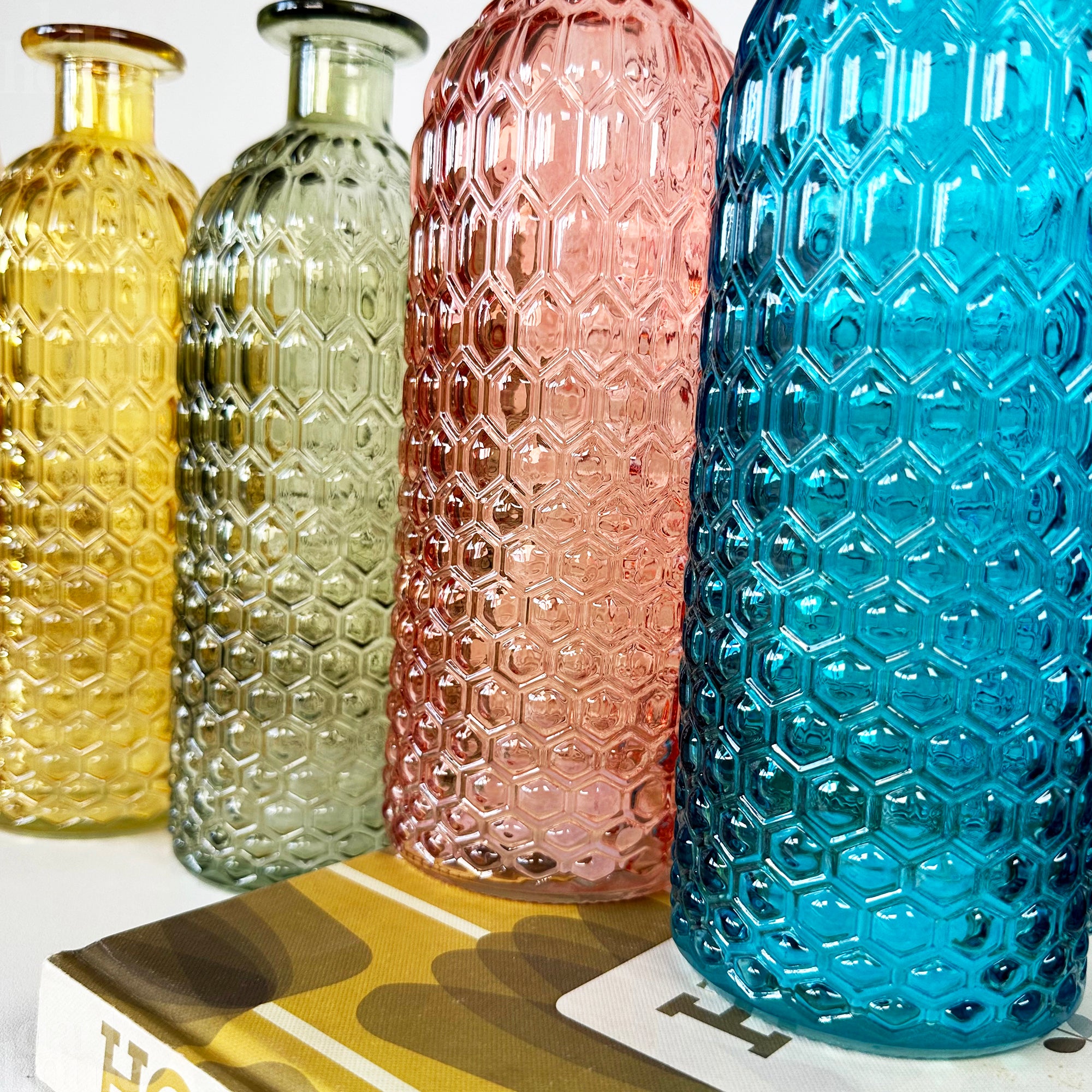 Set Of 4 Coloured Bottle Vases