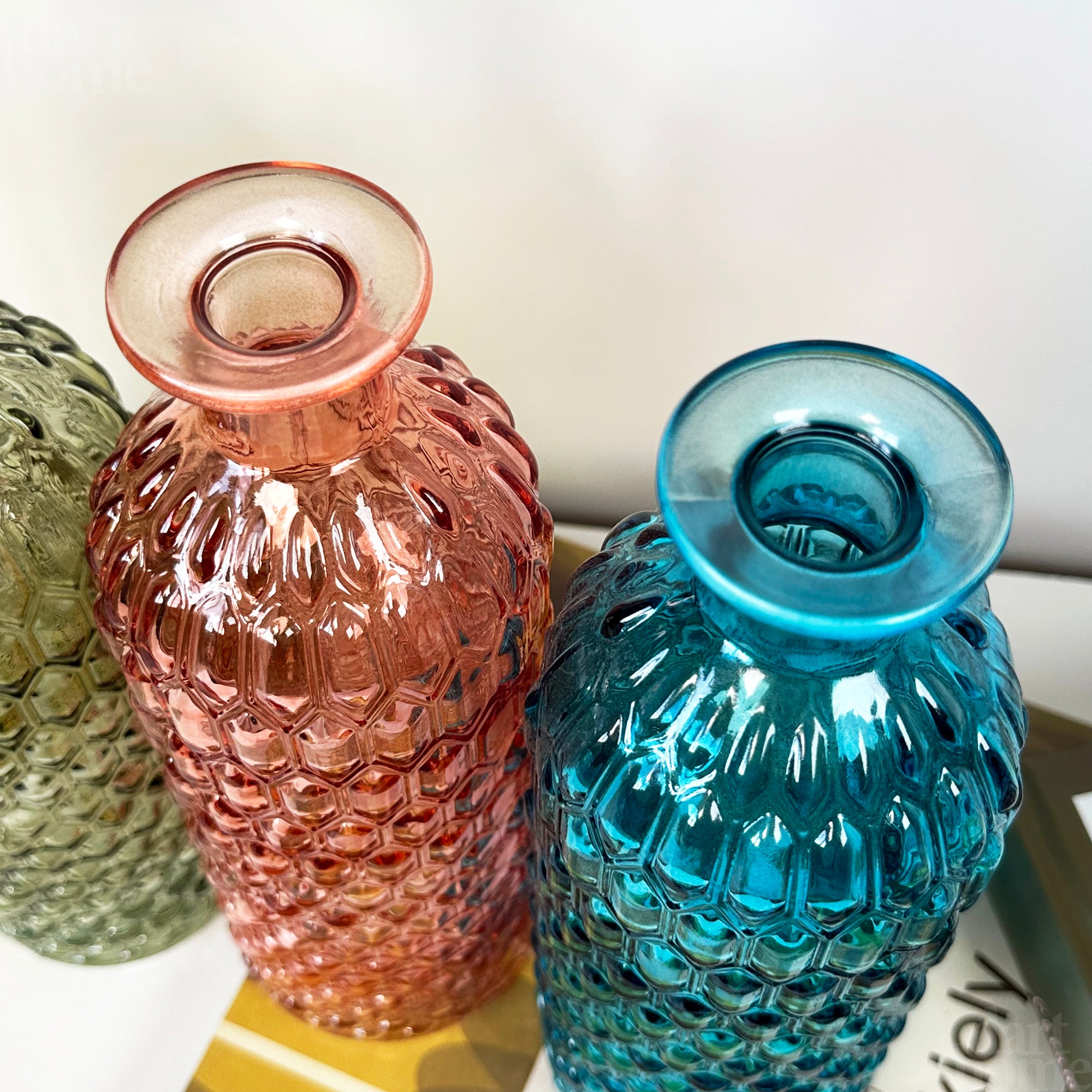 Set Of 4 Coloured Bottle Vases