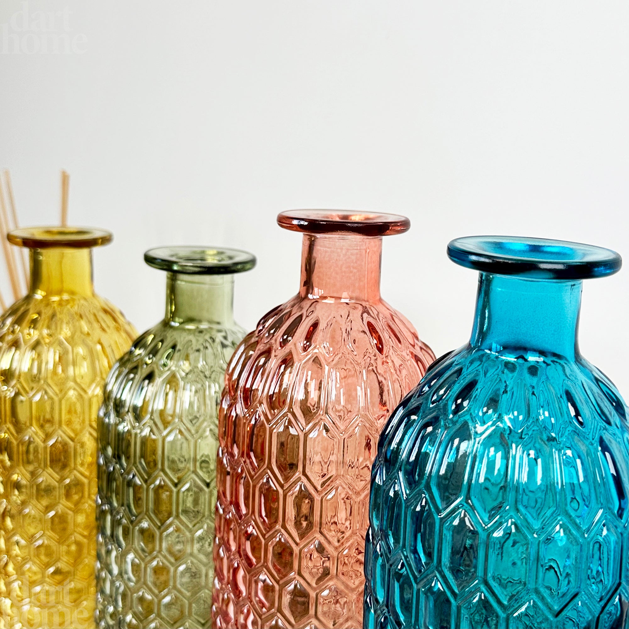 Set Of 4 Coloured Bottle Vases
