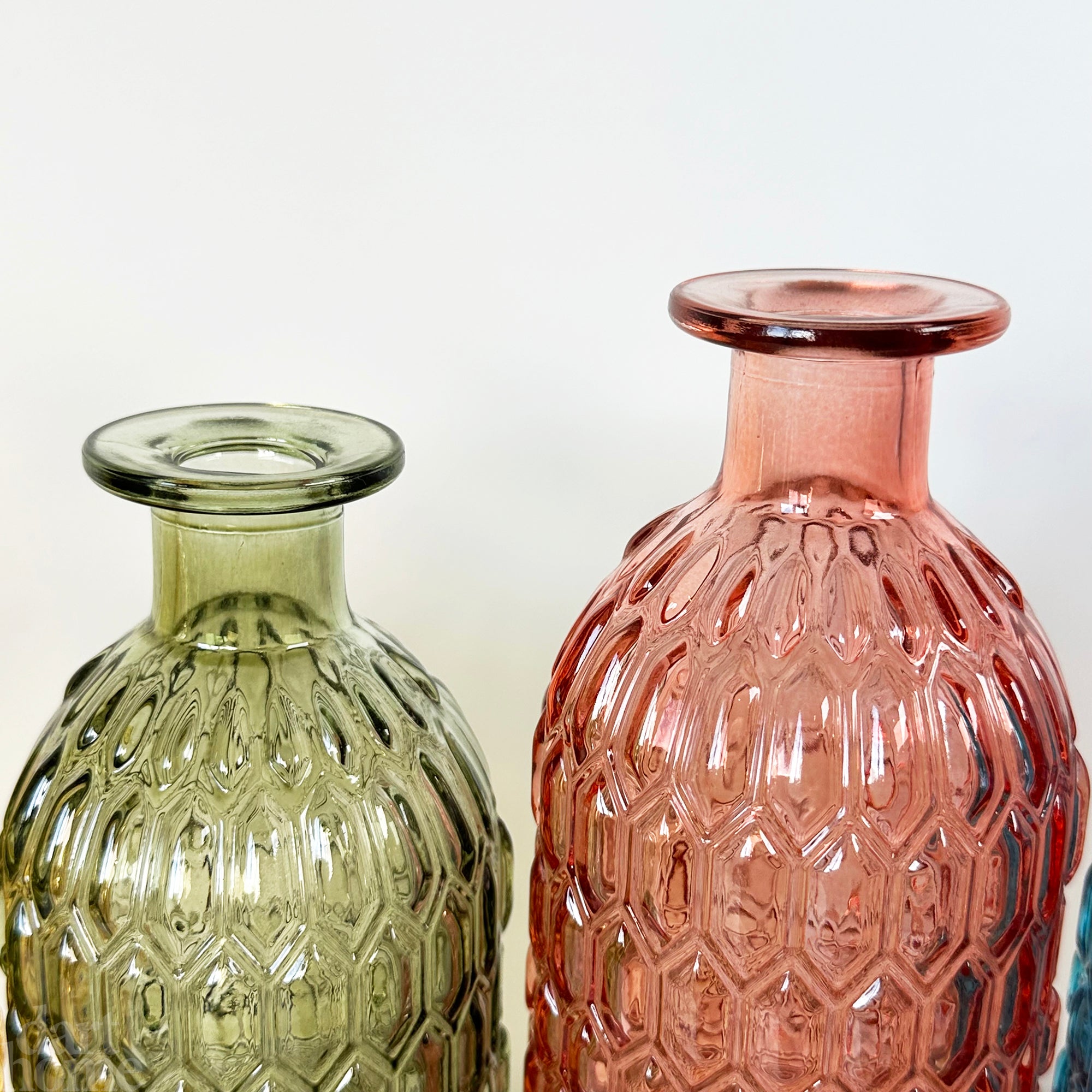 Set Of 4 Coloured Bottle Vases