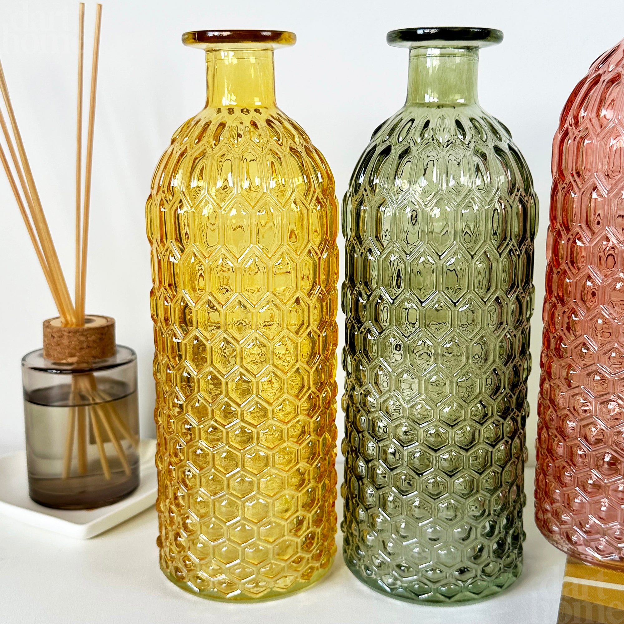 Set Of 4 Coloured Bottle Vases