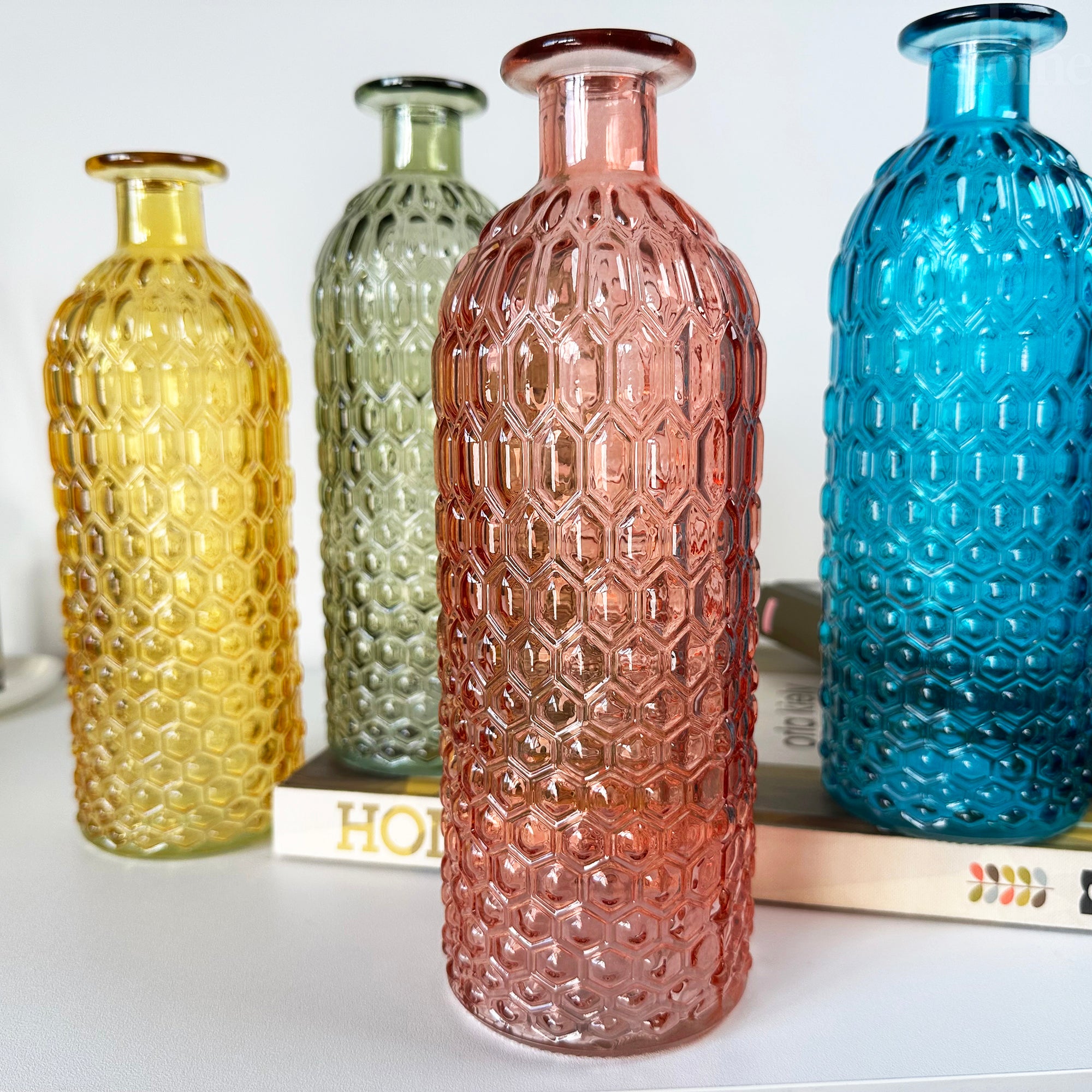 Set Of 4 Coloured Bottle Vases