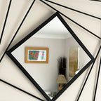 Schwarzer quadratischer Wandspiegel aus Metalldraht, 40 cm