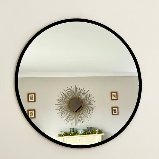 Black Round Wall Mirror 50cm x 50cm