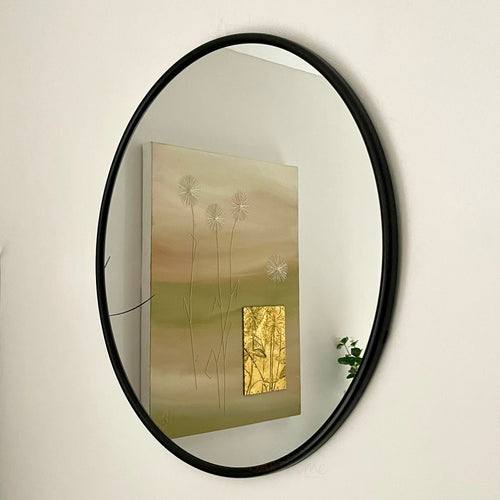 Black Round Wall Mirror 50cm x 50cm