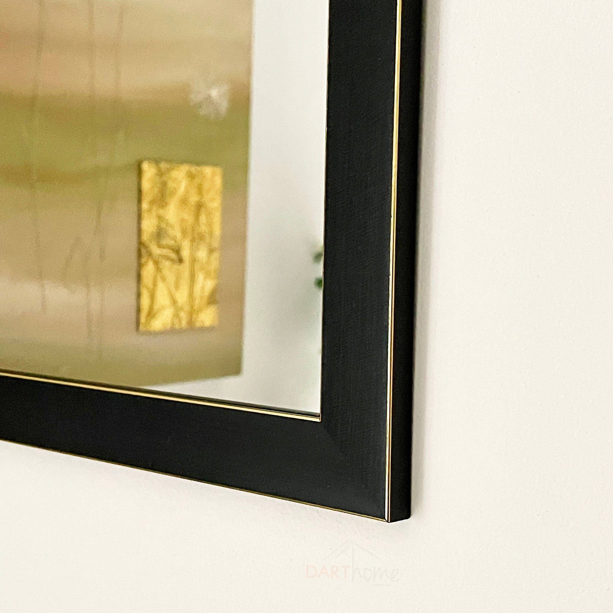 Großer rechteckiger Wandspiegel in Schwarz und Gold