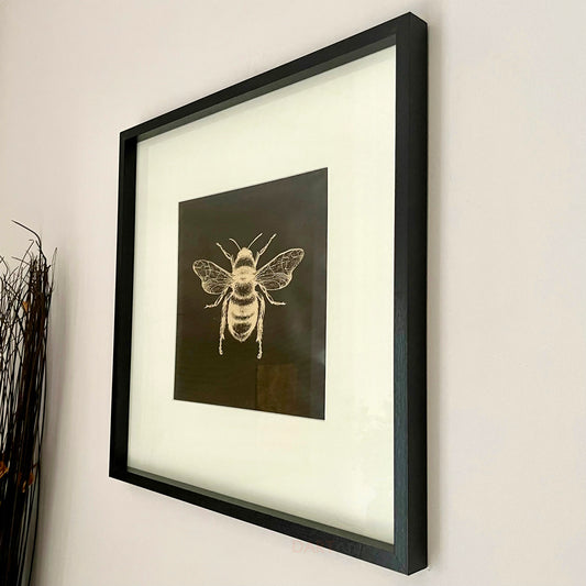 Black & Gold Queen Bee Square Framed Print