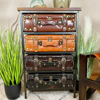 Vintage 4 Drawer Suitcase Cabinet
