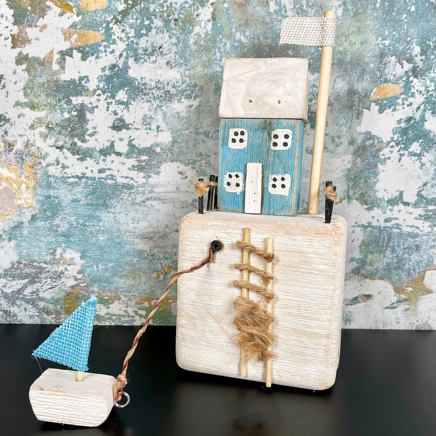 Wooden Harbourside Beach House Ornament