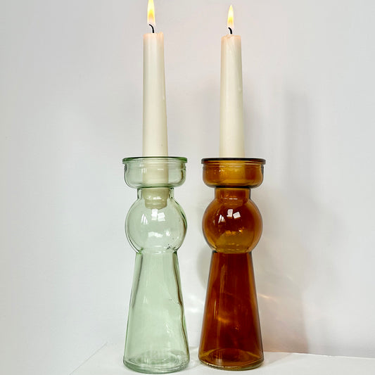 Set Of 2 Neutral Bubble Candlestick Holders