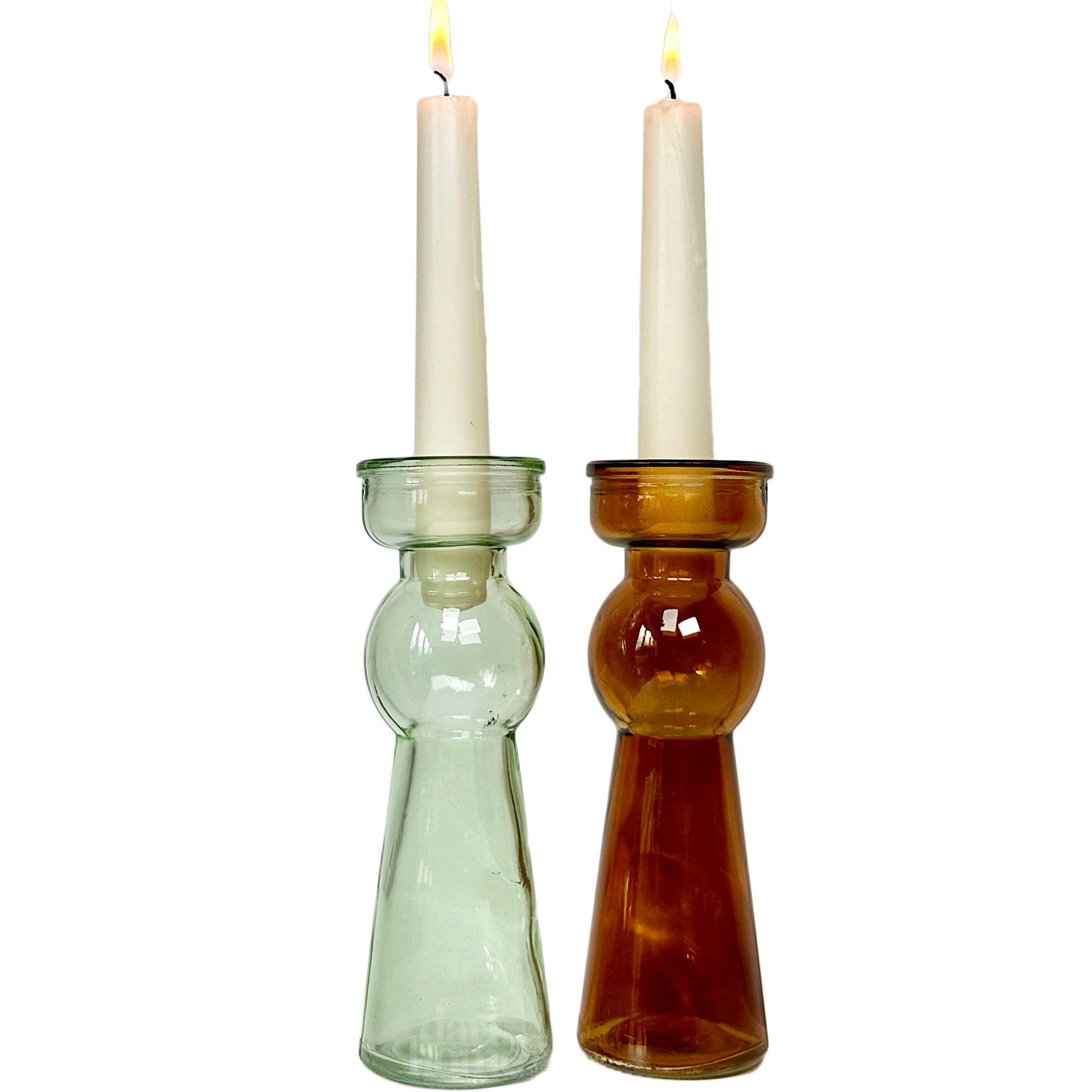 Set Of 2 Neutral Bubble Candlestick Holders