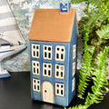 Blue Tall House Tea Light Holder