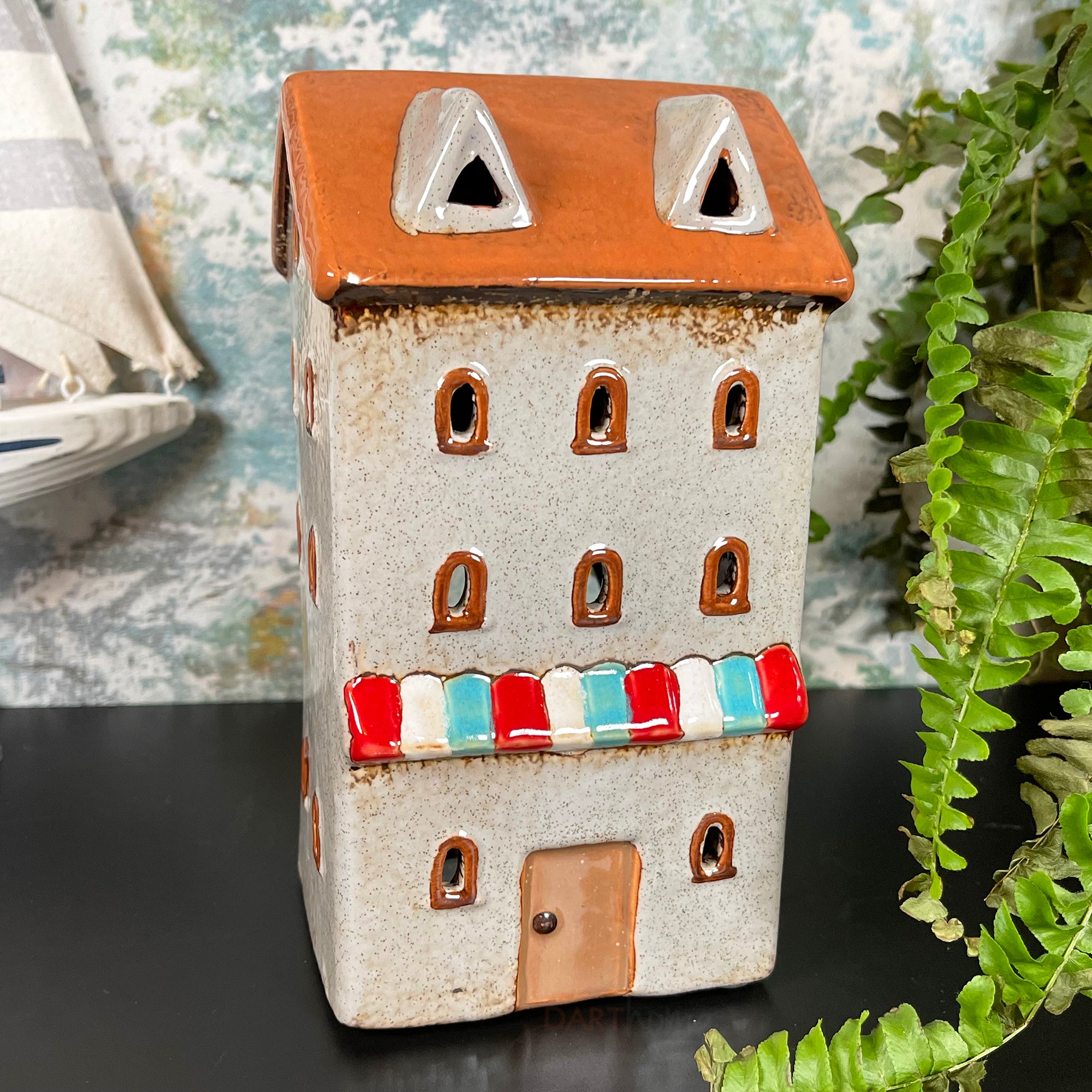 Ceramic Grey House Tea Light Holder
