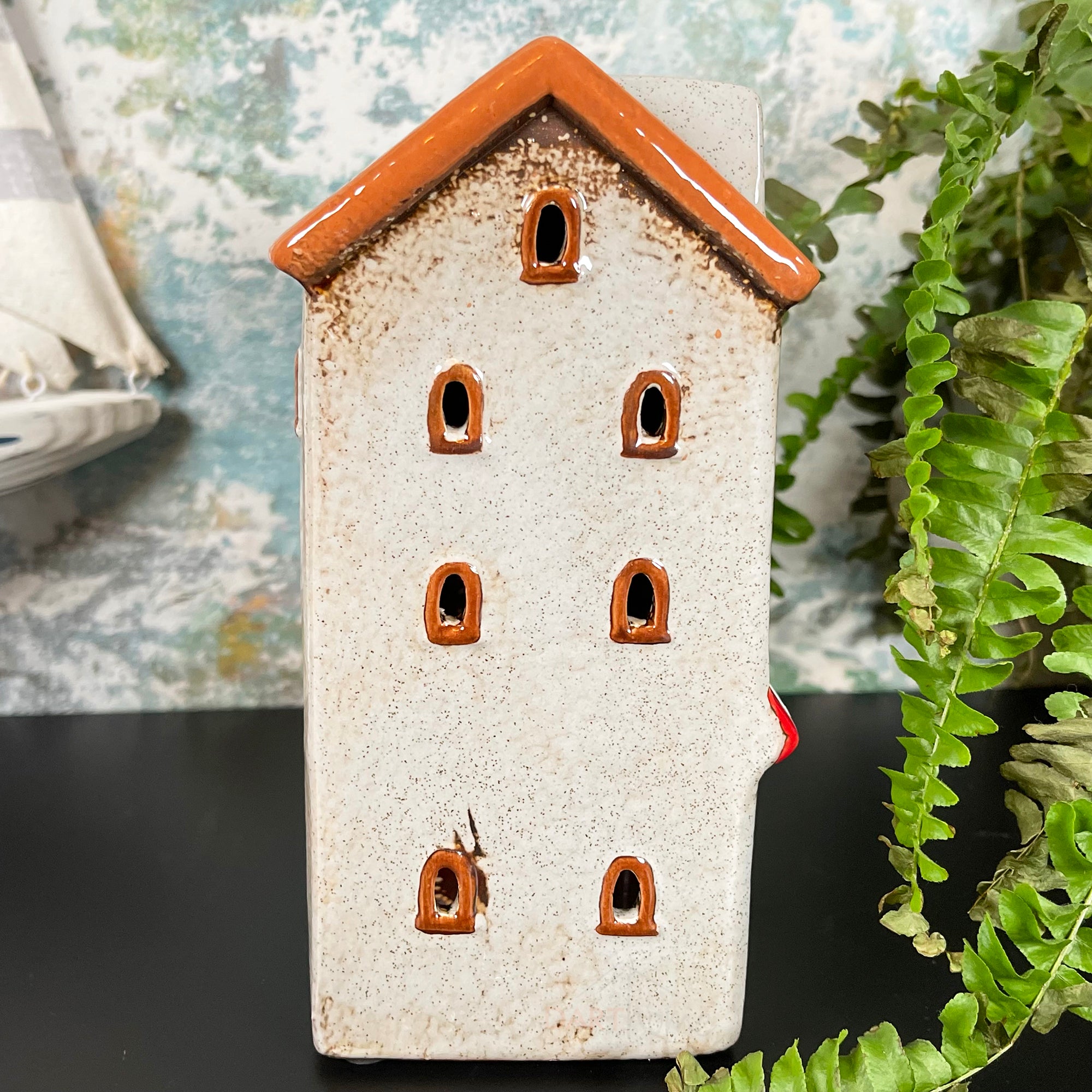 Ceramic Grey House Tea Light Holder