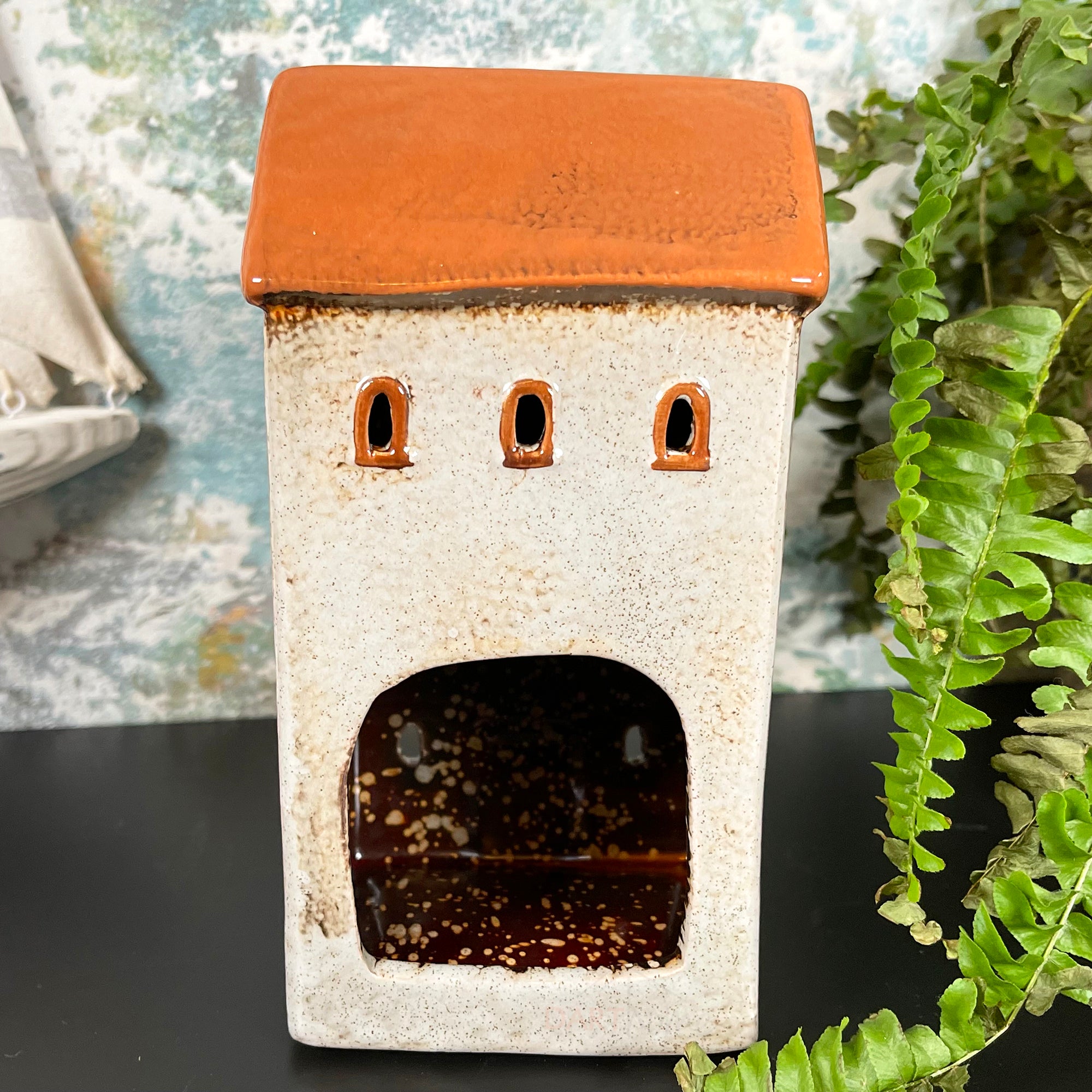 Ceramic Grey House Tea Light Holder